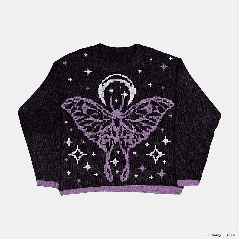 Streetwear Anime graphic sweater Black Knit Top with Logo Accent