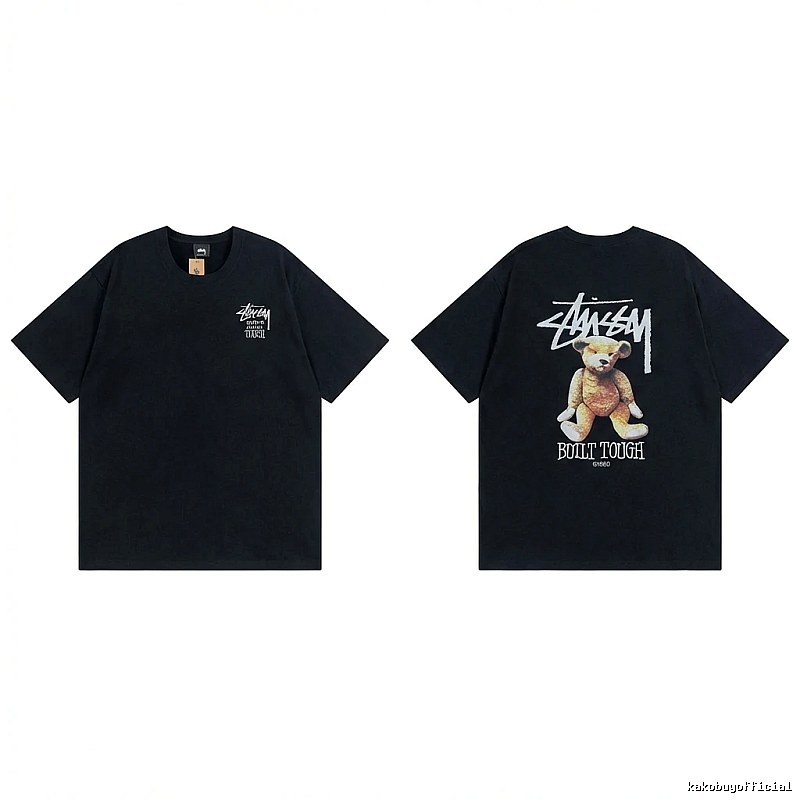 Stussy Bear Trendy Cool Style Black T-shirt