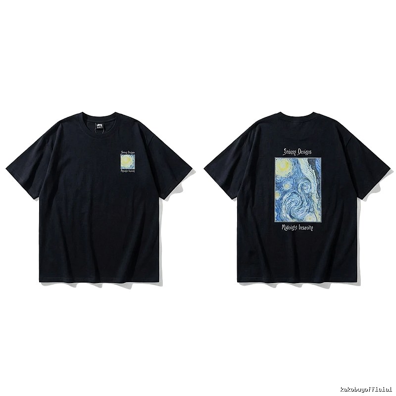 Stussy Van Gogh series dark style T-shirt
