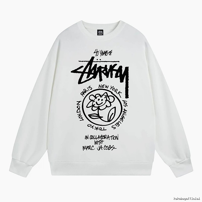 Stussy White Style 539 Graphic SweatShirt Airport Outfit