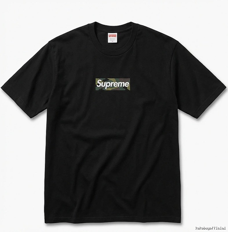Supreme camouflage style black T-shirt