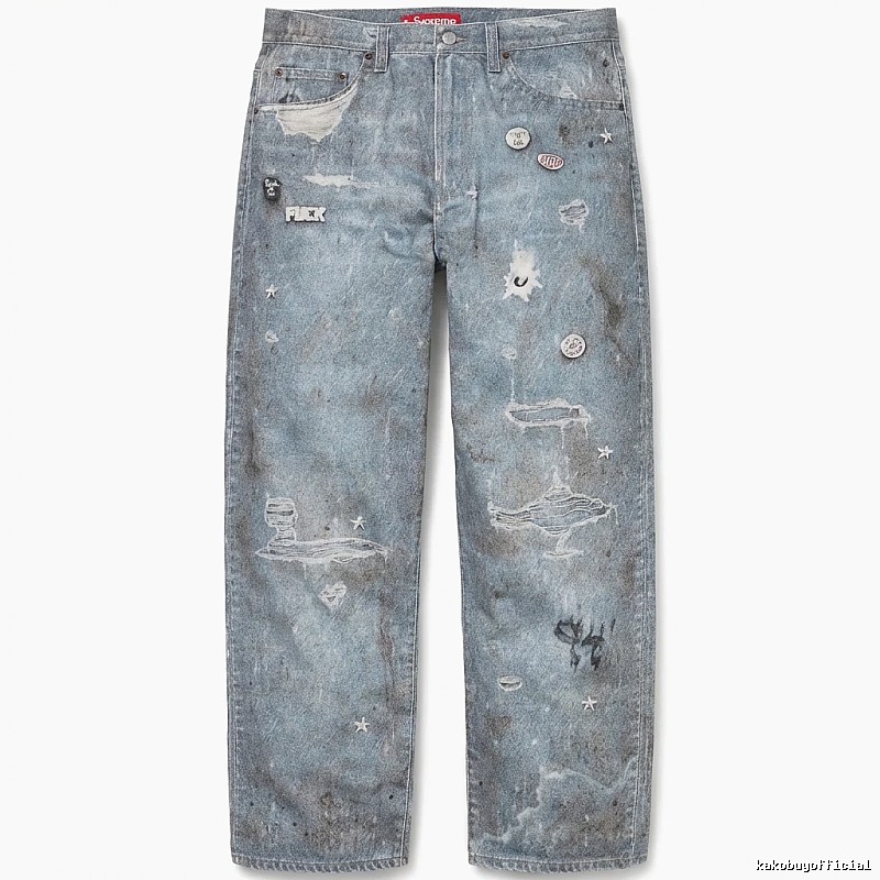 Supreme distressed light blue jeans