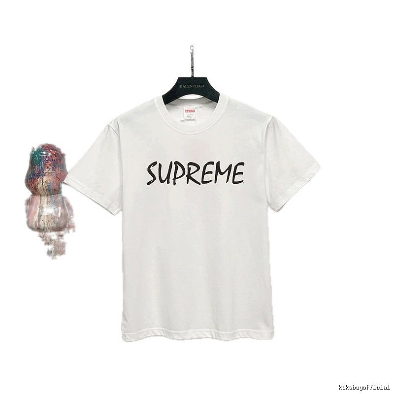 Supreme Hand-drawn Print Street Style White T-Shirt