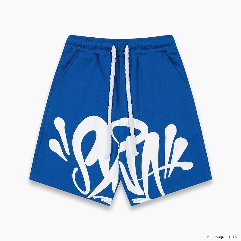 SynaWorld graffiti-style blue shorts
