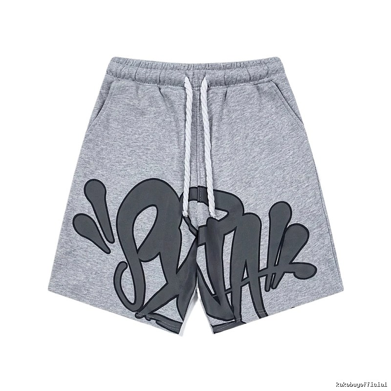 SynaWorld graffiti-style gray shorts