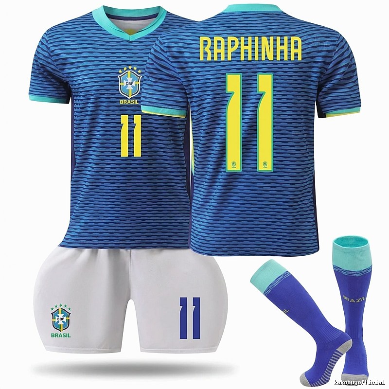 The No. 11 blue - striped jersey of the Brazilian team.