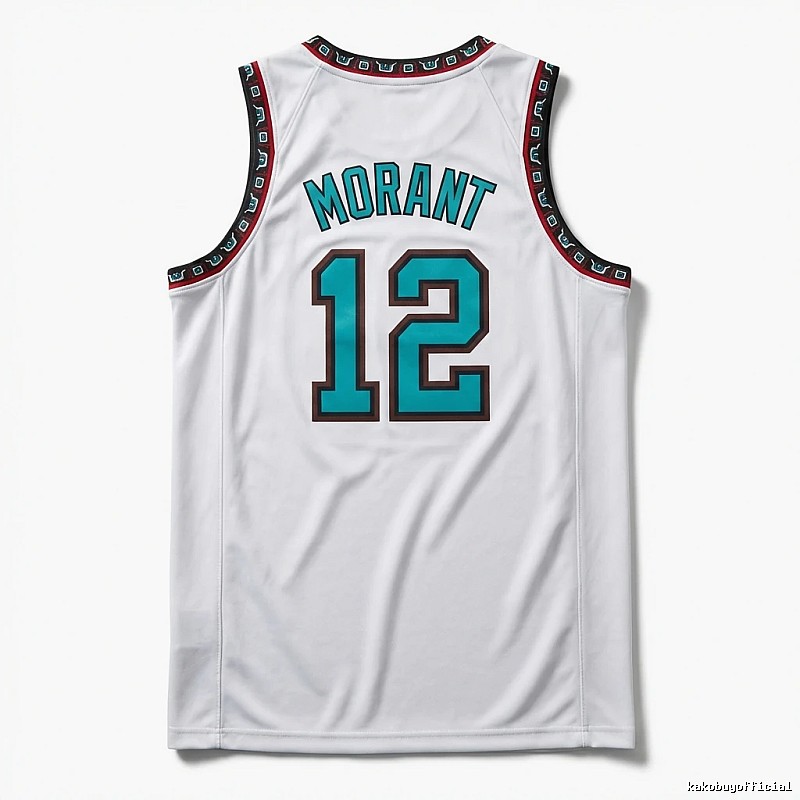 The white basketball uniform of Ja Morant of the Grizzlies.
