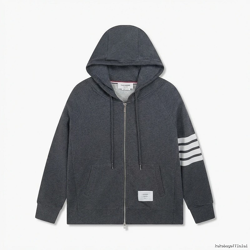 Thom Browne striped style dark gray sweatshirt