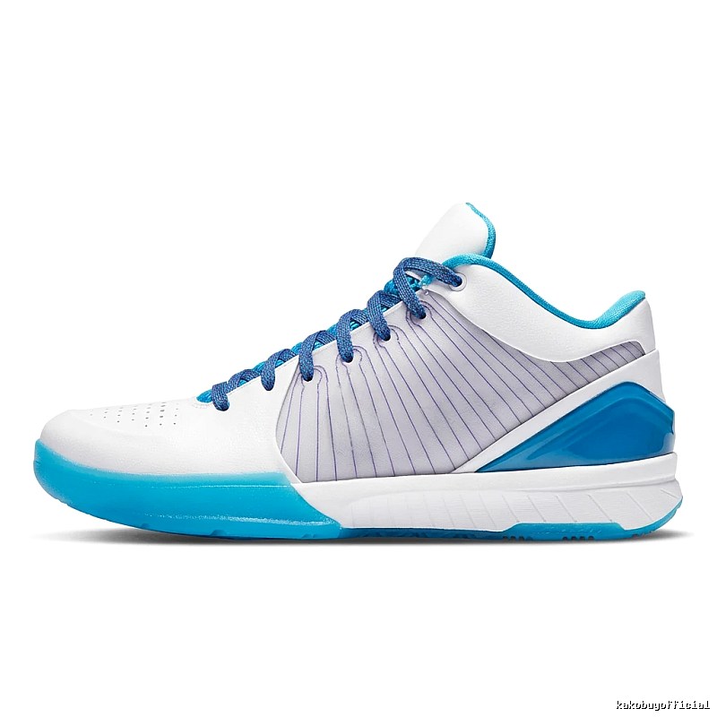 White and blue color scheme of Nike basketball shoes