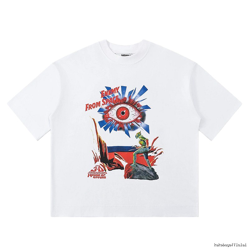 White T-shirt with House of Errors print in sci-fi style